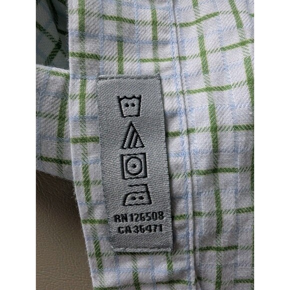 Jack Stone by Thomas Dean Dress Shirt Men's Size XL Green Plaid Patterned Cuff - Picture 15 of 16